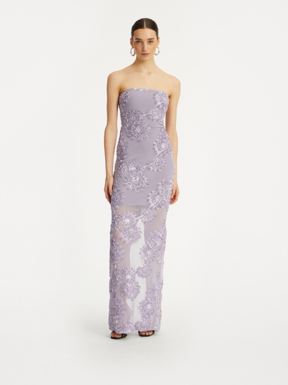New Rotate - 3D Mesh Maxi Dress - Lavender Aura Purple - EU 40